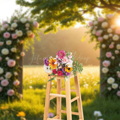 Lofaris Greenery Floral Arch Sunlight Summer Wedding Backdrop