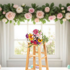 Lofaris Greenery Floral Eggs Curtain Windfow Easter Backdrop