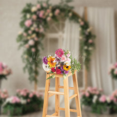 Lofaris Greenery Floral Window White Yarn Wedding Backdrop
