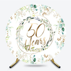 Lofaris Greenery Garland 50 Years Anniversary Round Backdrop