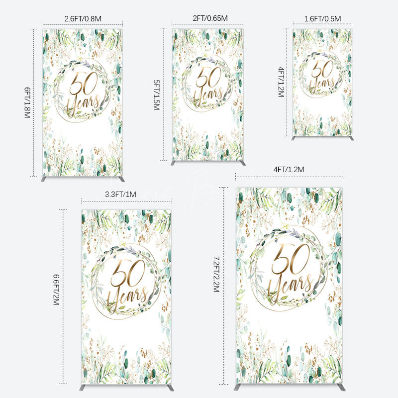 Lofaris Greenery Garland Anniversary 50 Years Rectangle Backdrop