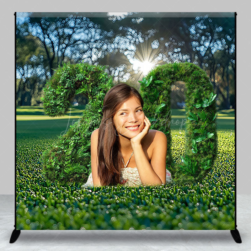 Lofaris Greenery Lawn Custom Photo 20th Birthday Backdrop