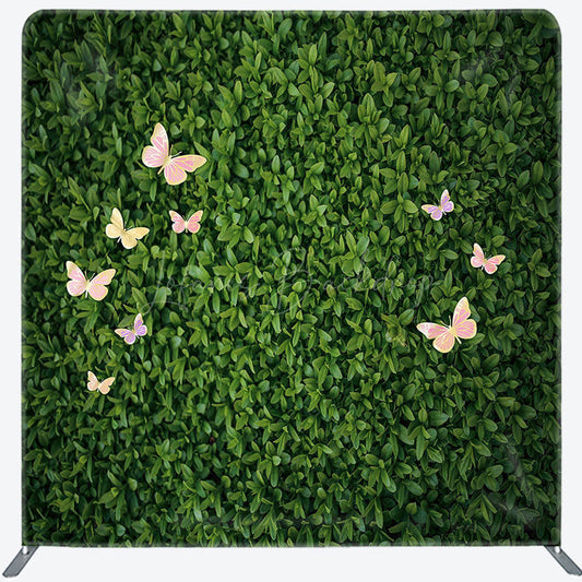 Lofaris Greenery Leaves Pink Butterfly Pillow Case Backdrop
