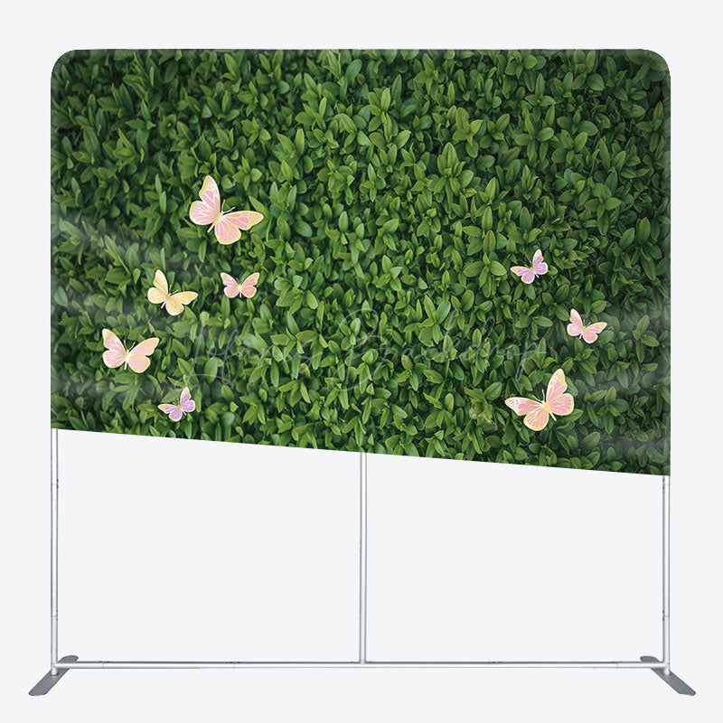 Lofaris Greenery Leaves Pink Butterfly Pillow Case Backdrop
