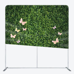 Lofaris Greenery Leaves Pink Butterfly Pillow Case Backdrop