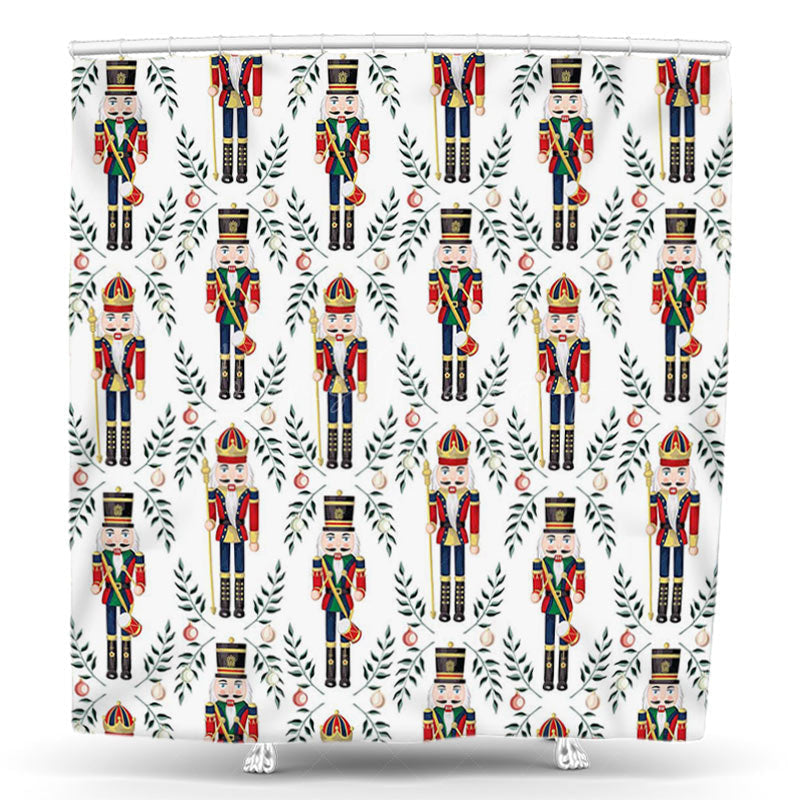 Lofaris Greenery Nutcracker Soldier Christmas Shower Curtain