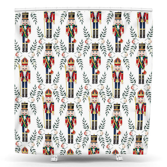 Lofaris Greenery Nutcracker Soldier Christmas Shower Curtain