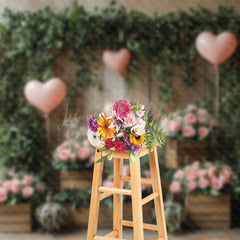 Lofaris Greenery Pink Rose Balloons Valentines Day Backdrop