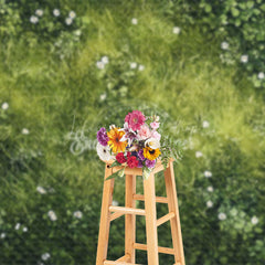 Lofaris Greenery Scattered White Flowers Summer Backdrop