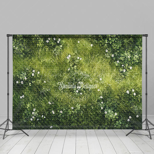 Lofaris Greenery Scattered White Flowers Summer Backdrop