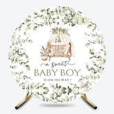 Lofaris Greenery Sweet Baby Boy Is On His Way Round Backdrop