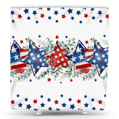 Lofaris Greenery Usa Flag Star Independence Day Shower Curtain