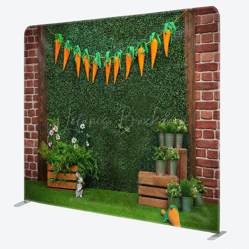 Lofaris Greenery Wall Carrot Bunny Easter Pillow Case Backdrop
