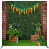 Lofaris Greenery Wall Carrot Bunny Easter Pillow Case Backdrop