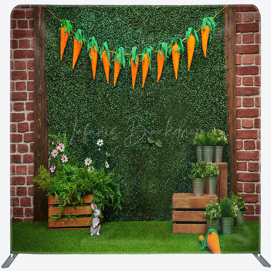 Lofaris Greenery Wall Carrot Bunny Easter Pillow Case Backdrop