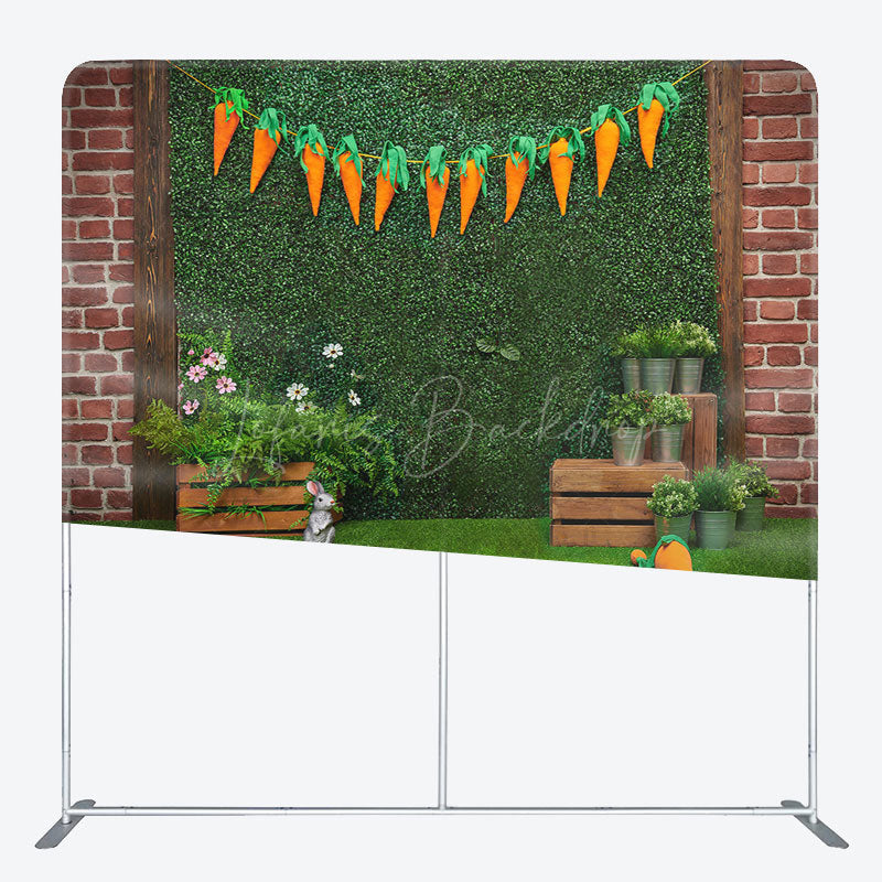 Lofaris Greenery Wall Carrot Bunny Easter Pillow Case Backdrop