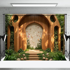 Lofaris Greenry Wooden Arched Stage Wedding Photo Backdrop