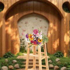 Lofaris Greenry Wooden Arched Stage Wedding Photo Backdrop