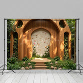 Lofaris Greenry Wooden Arched Stage Wedding Photo Backdrop