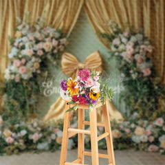 Lofaris Greeny Gold Bow Tie Spring Photography Backdrop