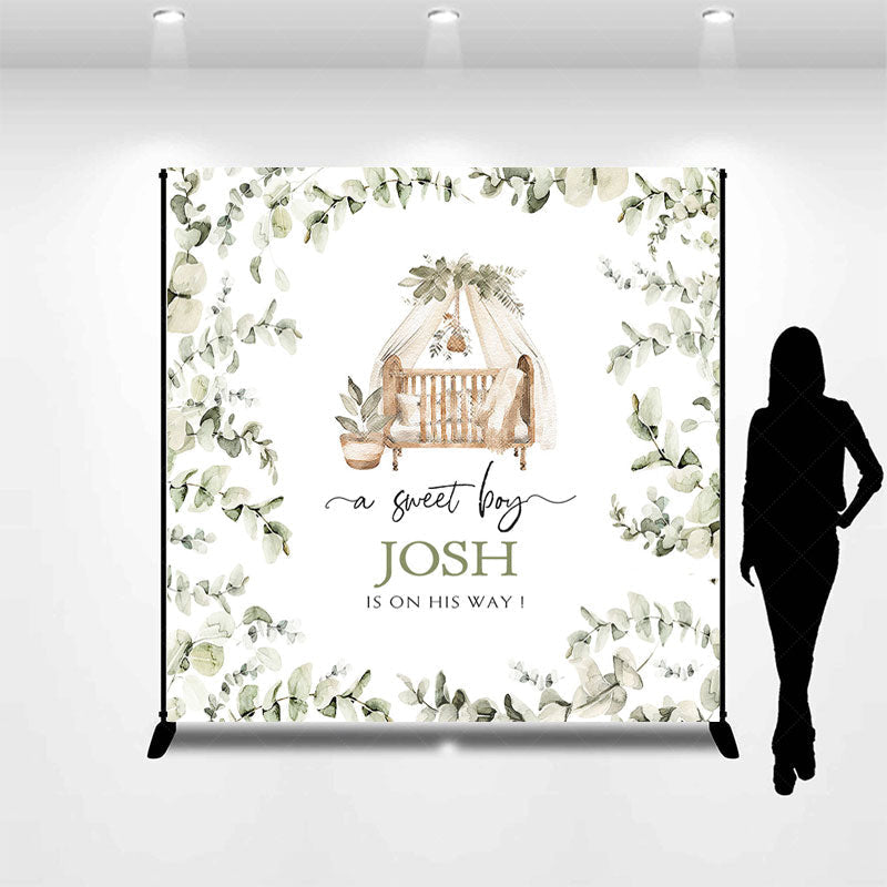 Lofaris Greeny Plants Sweet Boy Baby Shower Custom Backdrop