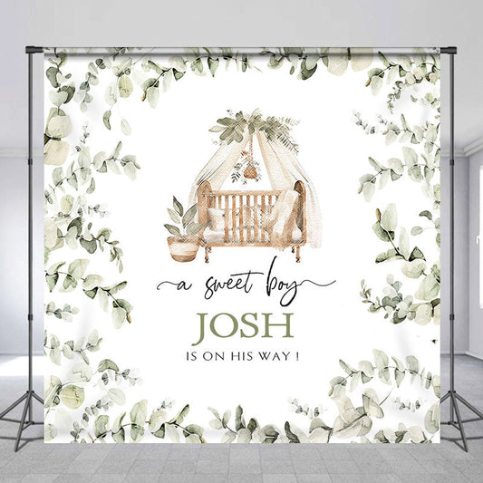 Lofaris Greeny Plants Sweet Boy Baby Shower Custom Backdrop