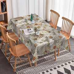 Lofaris Grey Abstract Boho Botanical Rectangle Tablecloth Neutral Patchwork Leaf Pattern Modern Dining Table Cover Home Decoration