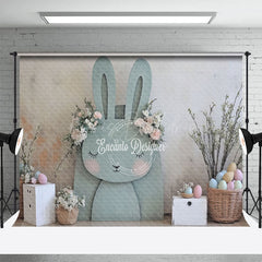 Lofaris Grey Abstract Wall Bunny Eggs Floral Easter Backdrop