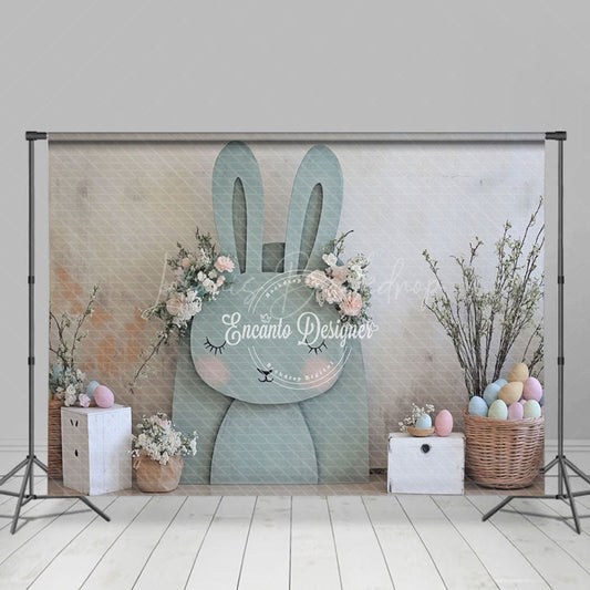 Lofaris Grey Abstract Wall Bunny Eggs Floral Easter Backdrop