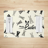 Lofaris Grey Black Bunny Happy Easter Set Of 4 Placemats