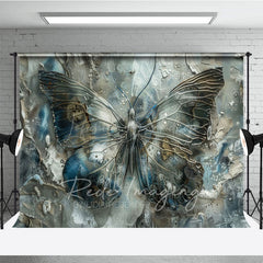 Lofaris Grey Blue Artistic Abstract Butterfly Photo Backdrop