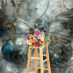 Lofaris Grey Blue Artistic Abstract Butterfly Photo Backdrop