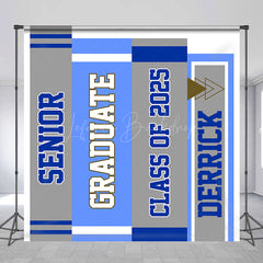 Lofaris Grey Blue Book Spine Custom Name Graduation Backdrop