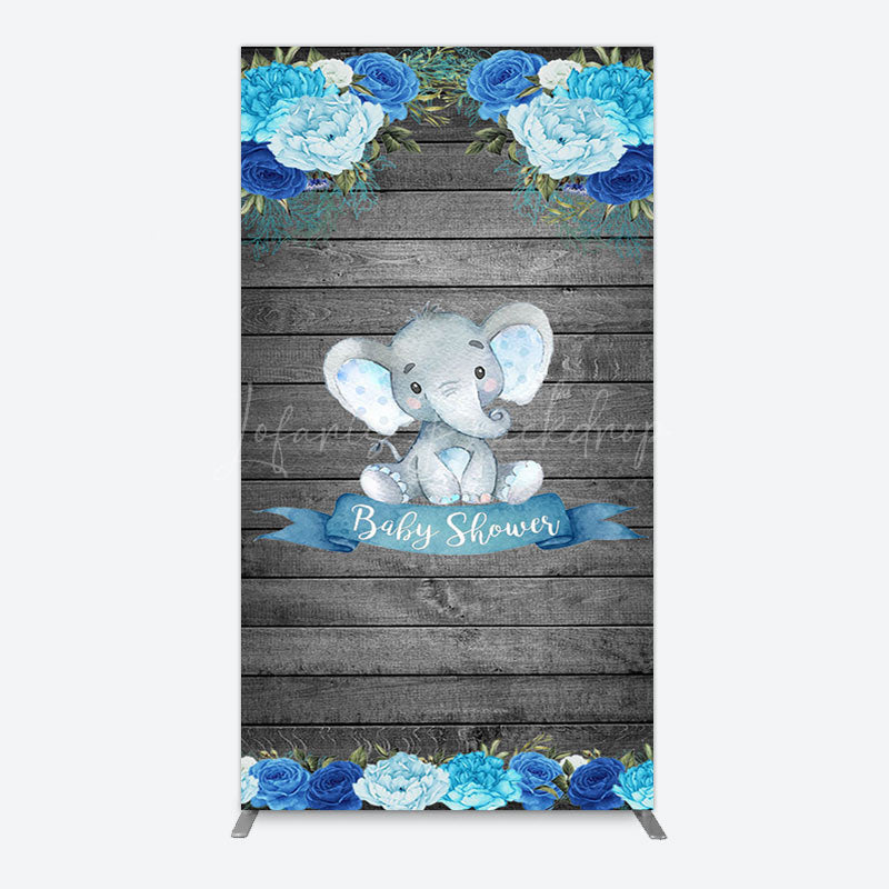 Lofaris Grey Blue Floral Elephant Arch Baby Shower Backdrop
