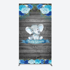 Lofaris Grey Blue Floral Elephant Arch Baby Shower Backdrop