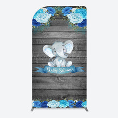 Lofaris Grey Blue Floral Elephant Arch Baby Shower Backdrop