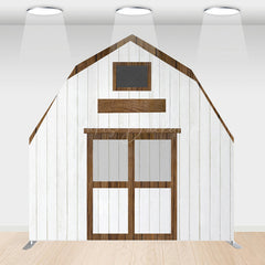 Lofaris Grey Brown Farm Barn Door Arch Birthday Backdrop