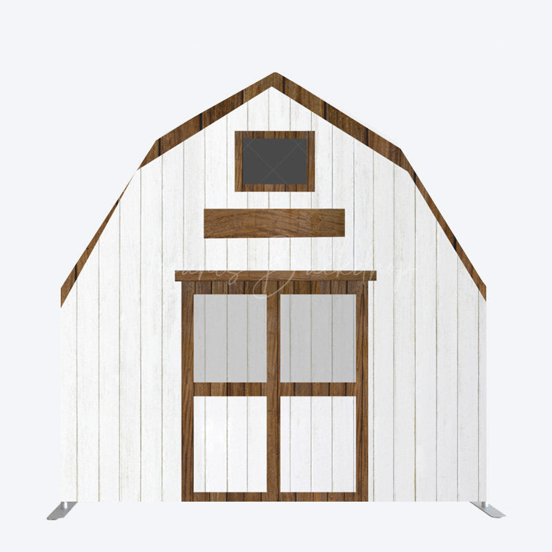 Lofaris Grey Brown Farm Barn Door Arch Birthday Backdrop