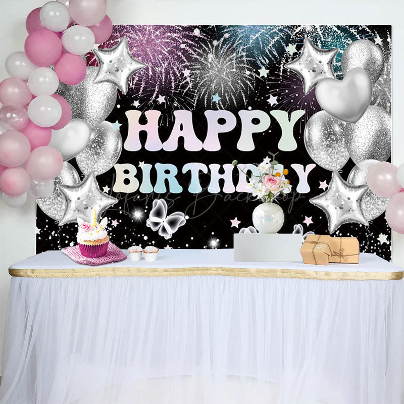 Lofaris Grey Glitter Balloons Celebrate Birthday Backdrop