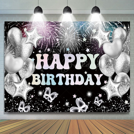 Lofaris Grey Glitter Balloons Celebrate Birthday Backdrop