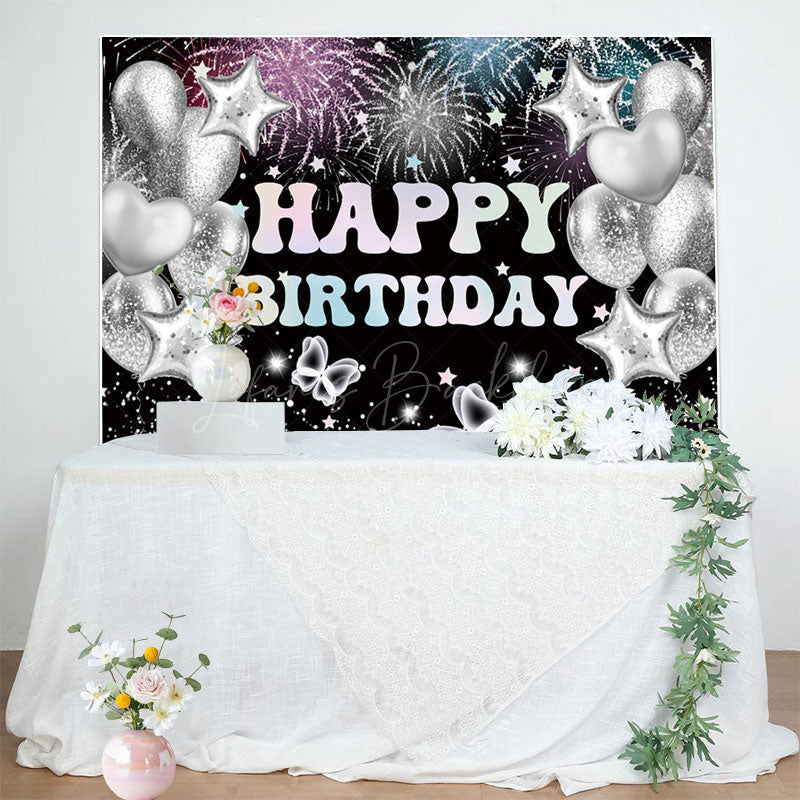 Lofaris Grey Glitter Balloons Celebrate Birthday Backdrop