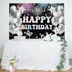 Lofaris Grey Glitter Balloons Celebrate Birthday Backdrop