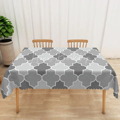 Lofaris Grey Moroccan Trellis Rectangle Tablecloth Geometric Quatrefoil Table Cover Modern Minimalist Home Decor