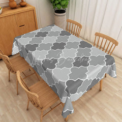 Lofaris Grey Moroccan Trellis Rectangle Tablecloth Geometric Quatrefoil Table Cover Modern Minimalist Home Decor