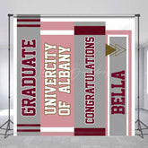 Lofaris Grey Pink Book Spine Custom Name Graduation Backdrop