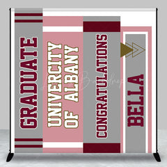 Lofaris Grey Pink Book Spine Custom Name Graduation Backdrop