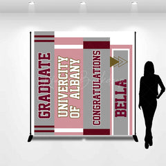 Lofaris Grey Pink Book Spine Custom Name Graduation Backdrop