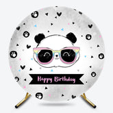 Lofaris Grey White Panda Head Round Happy Birthday Backdrop