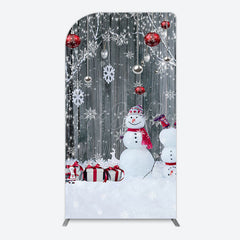 Lofaris Grey Wooden Snowman Christmas Vibe Arch Backdrop