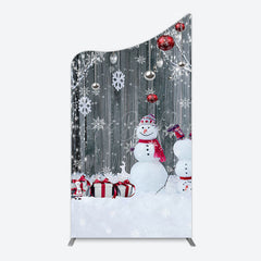 Lofaris Grey Wooden Snowman Christmas Vibe Arch Backdrop